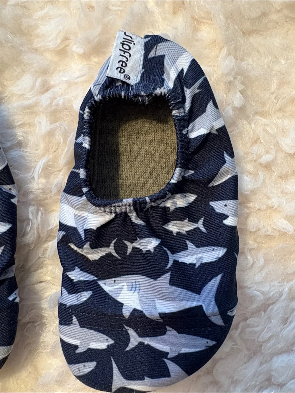 Slipfree l Navy Shark Print Aqua Socks Baby Water Shoes Infant